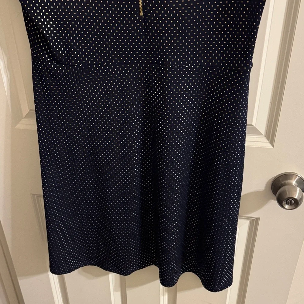 Michael Kors Navy Blue Polka Dot Midi Dress, Sz XL, Like New